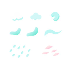 Cute Weather Effect Animation Elements Vector Set On Black Background