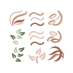 Minimalist Vector Set Of Natural Elements Waves Leaves And Abstract Shapes
