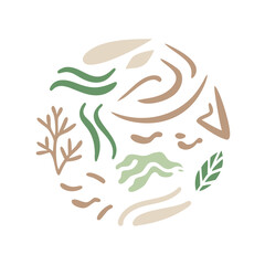 Obraz premium Earth Tones Botanical Design Featuring Organic Shapes Arranged In A Circular Motif