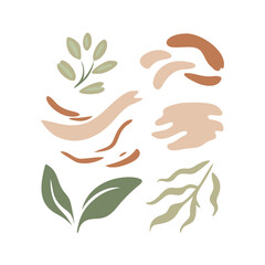 Abstract Organic Shapes In Earth Tones Isolated On Black Background Minimalist Design