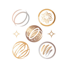 Elegant Abstract Geometric Logos With Gold Silver And Brown Earth Tones