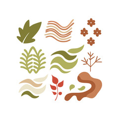 Obraz premium Minimalist Floral And Organic Shape Composition On Black Background Art