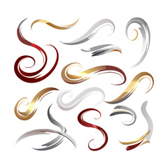 Obraz premium Abstract Collection Of Swirling Decorative Elements On Black Background