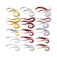 Ornate Decorative Vector Elements In Gold Silver And Red Isolated On Black Background