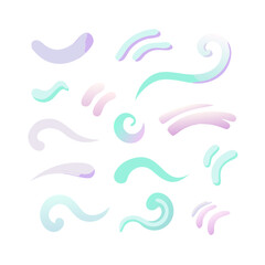 Collection Of Abstract Line Art Curls And Swirls On Black Background Illustration