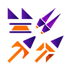 Abstract Geometric Shapes Composition With Arrows And Triangles On Black Background