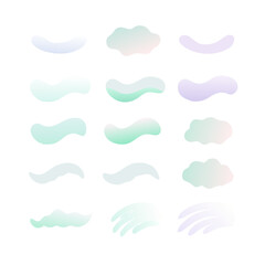 Collection Of Abstract Shapes With Soft Gradient Isolated On Black Background