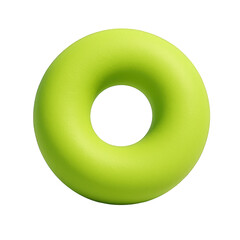A simple yet striking volumetric form, this bright lime green torus displays a smooth surface and casts a gentle shadow.