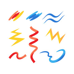 Colorful Abstract Shapes Isolated On Black Background For Graphic Design Elements