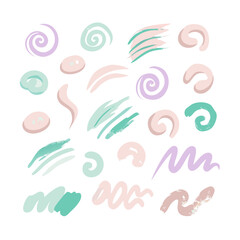 Abstract Brush Strokes Vector Collection In Pastel Colors On Black Background