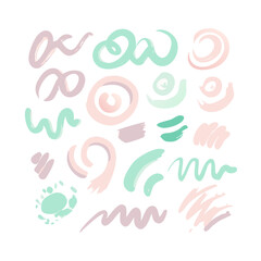 Fototapeta premium Collection Of Abstract Brush Strokes In Pastel Colors On A Black Background