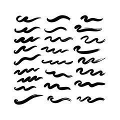 Abstract Black Background With White Wavy Lines Seamless Decorative Pattern