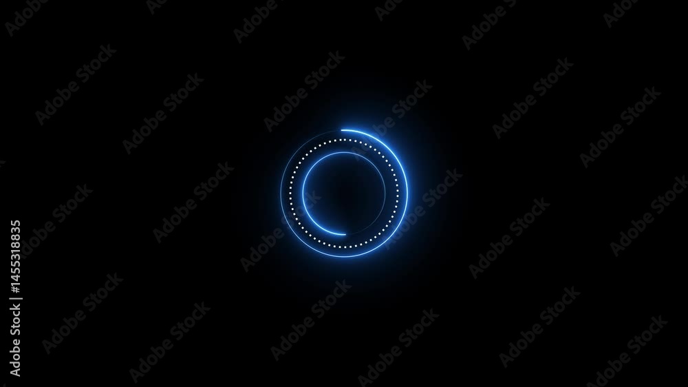 Poster abstract glowing neon circle animation. neon abstract background with circle and red and blue lights