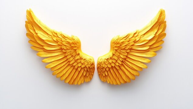 radiant golden wings symmetrically arranged against a clean backdrop offering possibilities of aspiration elevation and conceptual freedom