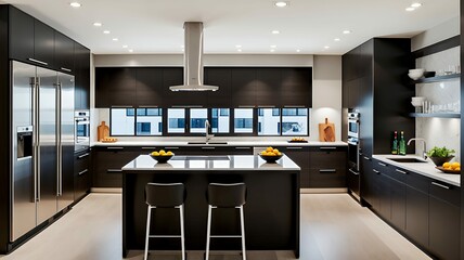 Sleek galley kitchen with efficient layout, modern finishes, and space-saving design perfect for compact living environments.