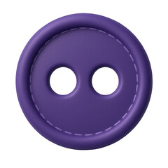 Fototapeta premium Rich purple circular sewing button with two prominent holes and decorative edge stitching detail, rendered in smooth 3D.