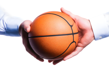 Hands Holding An Orange Basketball On Transparent Background Photo