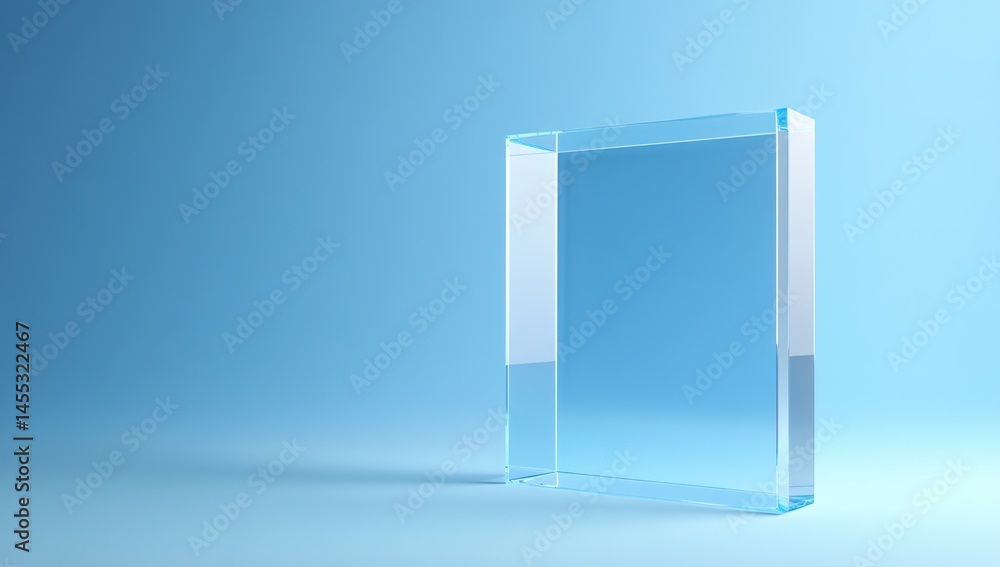 Wall mural modern presentation backdrop showcasing a pristine glass cube on a soft blue gradient offering a min