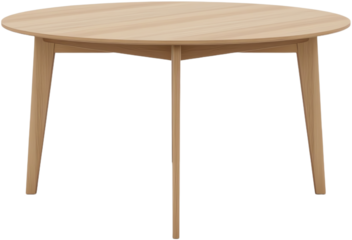 Modern wooden dining table with round design.