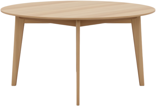 Modern wooden dining table with round design.