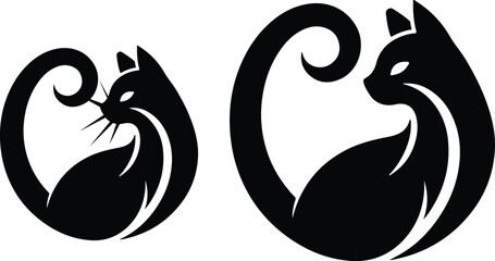 cat silhouette image logo icon white background