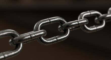 Fototapeta premium Close-up of a Sturdy Metal Chain: Strength, Resilience, and Interconnection
