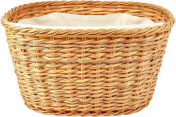 Woven basket with a soft fabric liner.