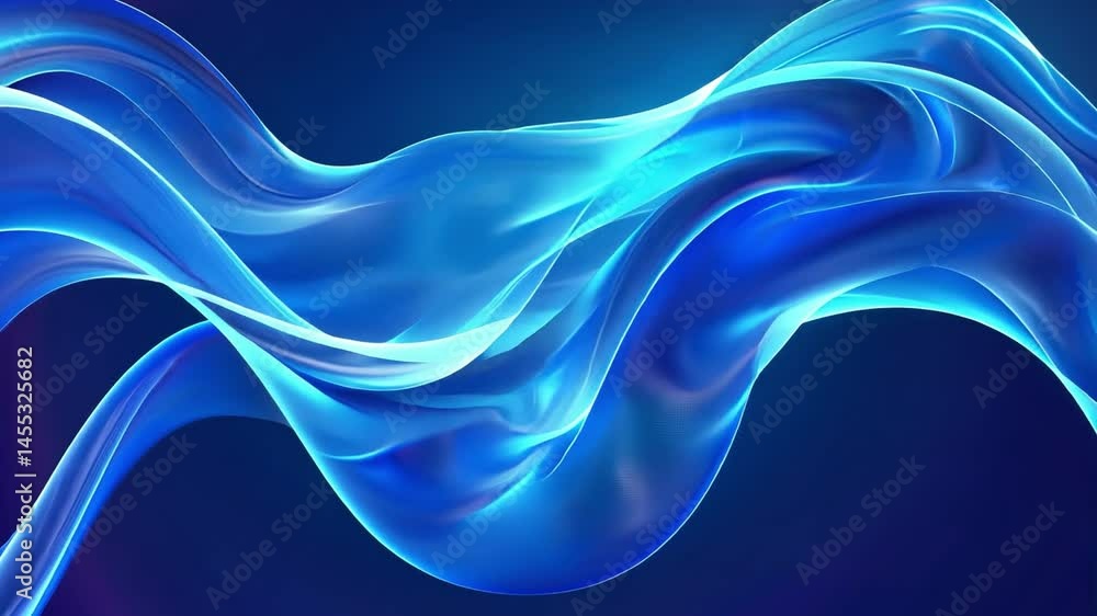 Poster smooth and fluid abstract design vibrant blue waves in motion with light and color background for tr