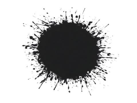 Abstract Black Ink Spot Illustration Isolated on Transparent Background