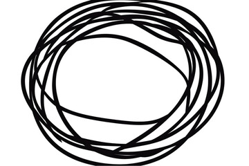 Abstract Black Circle With White Lines Isolated on Transparent Background