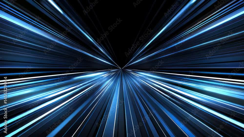 Aufkleber blue light streaks speed through black abstract tunnel creating dynamic futuristic effect