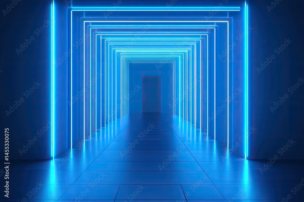 Poster abstract blue light patterns create a mesmerizing symmetrical design. evoking a sense of energy and 