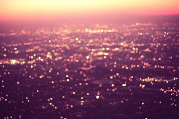 Fototapeta premium Blurred cityscape at sunset, soft focus