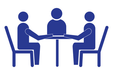 Conference Icon, Meeting Of People To Discus A Topic Vector Art Illustration.