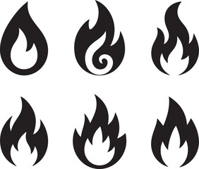 Fire icons set. Fire symbol set. Vector illustration