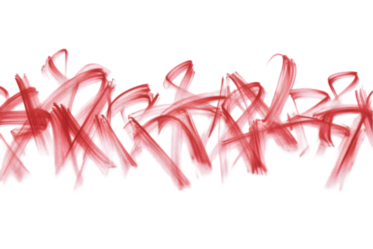 Abstract Brushstroke Illustration in Red Lines on Transparent Black Background - Powered by Adobe