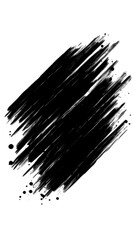 Abstract Brushstroke Illustration In Black And White on Transparent Background