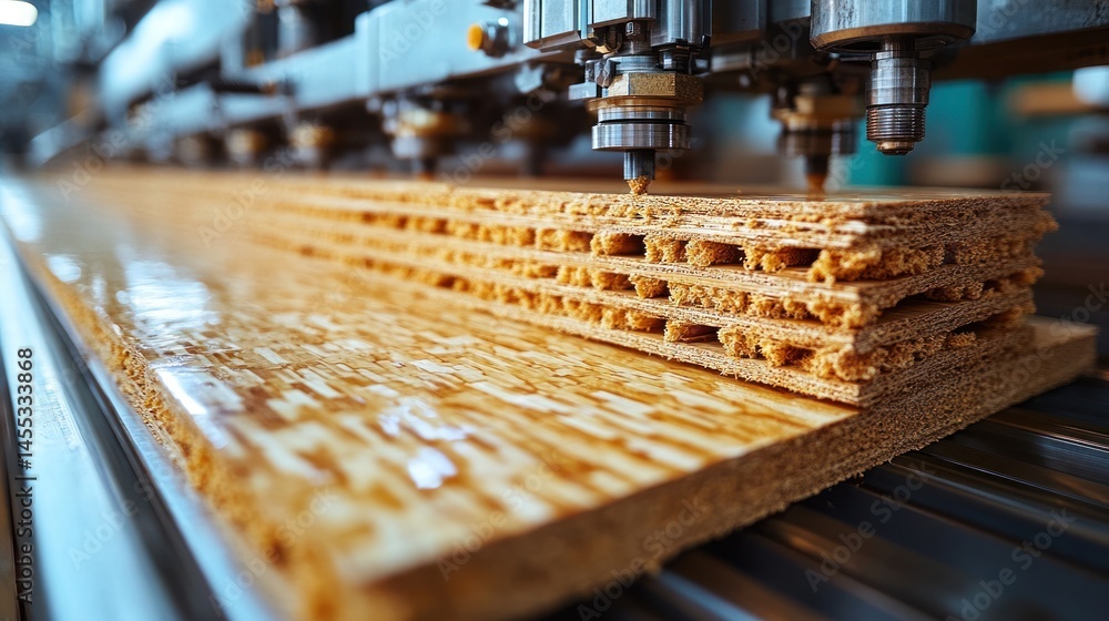 Aufkleber oriented strand board manufacturing process: a close-up view of osb production on a modern automated