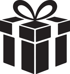 Gift Box with ribbon, black gift box silhouette icon vector illustration white background