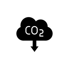 Carbon absorbing icon. Simple solid style. CO2 emissions, carbon dioxide reduction, low, reduce, neutral, environment concept. Black silhouette, glyph symbol. Vector illustration isolated.