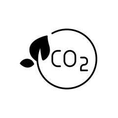 Carbon neutrality icon. Simple solid style. CO2 neutral, carbon emission, reduce, eco, leave, reduction, sustainable concept. Black silhouette, glyph symbol. Vector illustration isolated.