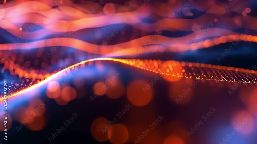 Aufkleber vibrant abstract digital waves in orange and blue create mesmerizing visual energy, showcasing movem