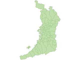 大阪府　地図　黄緑　イラスト