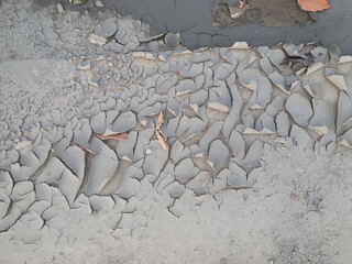 Top views of Land broken or crack ground pattern as background, wast environment at Thailand.
