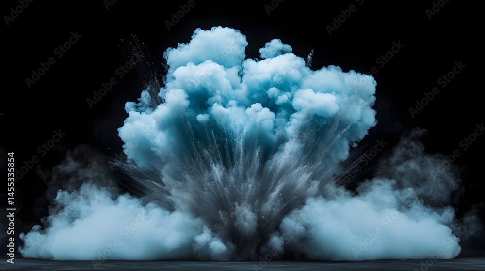 Poster a large cloud of smoke is rising from the ground. the smoke is dark and billowing, creating a sense 