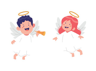 Set Hand drawn cupid character 