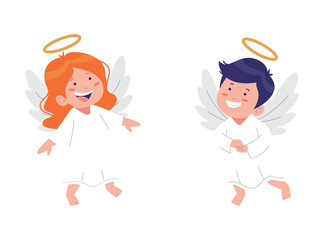 Set Hand drawn cupid character 