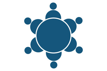 Round table with chairs icons set. Table for business meetings. Vector illustration isolated on white background, Diverse Business Meeting Scenarios.