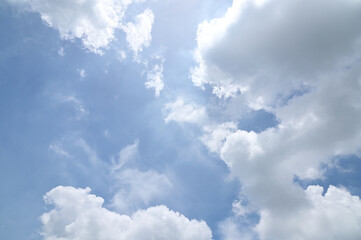 Blue sky with white cloud. Beautiful sky background and wallpaper. Clear day and good weather in the morning.