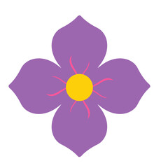 A minimalistic white flower illustration with red center and yellow accents, designed in a clean, elegant style. Ideal for nature-themed decorations and artistic projects.